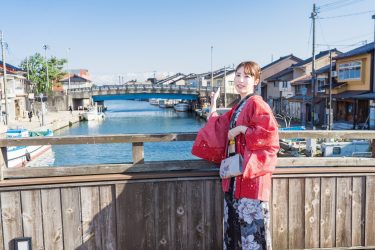 映画のロケ地などとしても人気がある新湊内川で着物撮影をしてきました【富山県射水市】