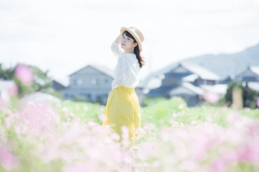 まだ咲き始めでしたが福井市の宮ノ下コスモス公苑でコスモスポートレート