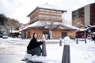 雪の南加賀で冬ポートレート撮影してきました【山代温泉・那谷寺・十二が滝】